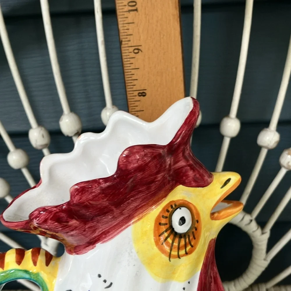 Williams & Sonoma Rooster Pitcher/Creamer In Deruta Style Majolica Inspired